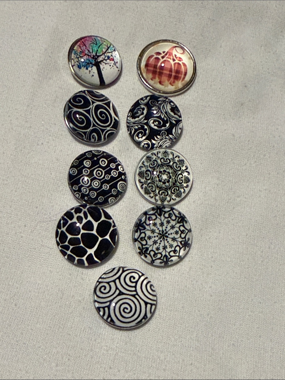 Set of 9 jewelry snaps for necklaces, bracelets or rings